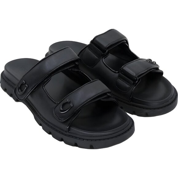 Coach Brynn Leather Slide Heeled Sandals Black Women's US 9.5M - Picture 4 of 6